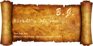 Birkás János névjegykártya